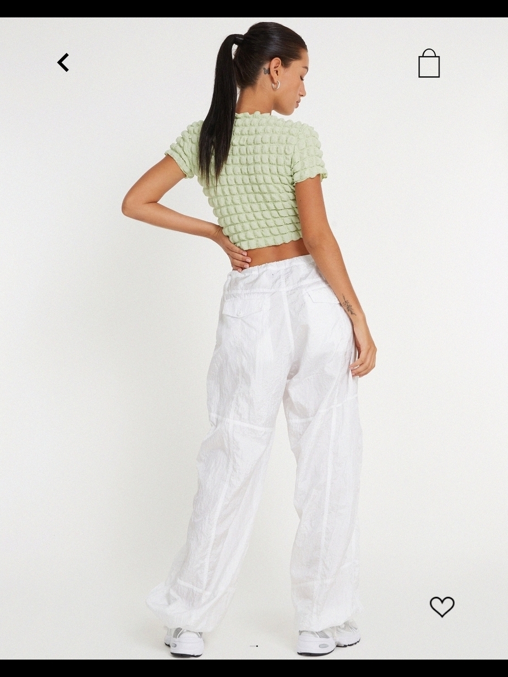 Motel Rocks Shrunken Top In Big Bubble Jersey Pastel Lime XS NWT - Picture 5 of 6